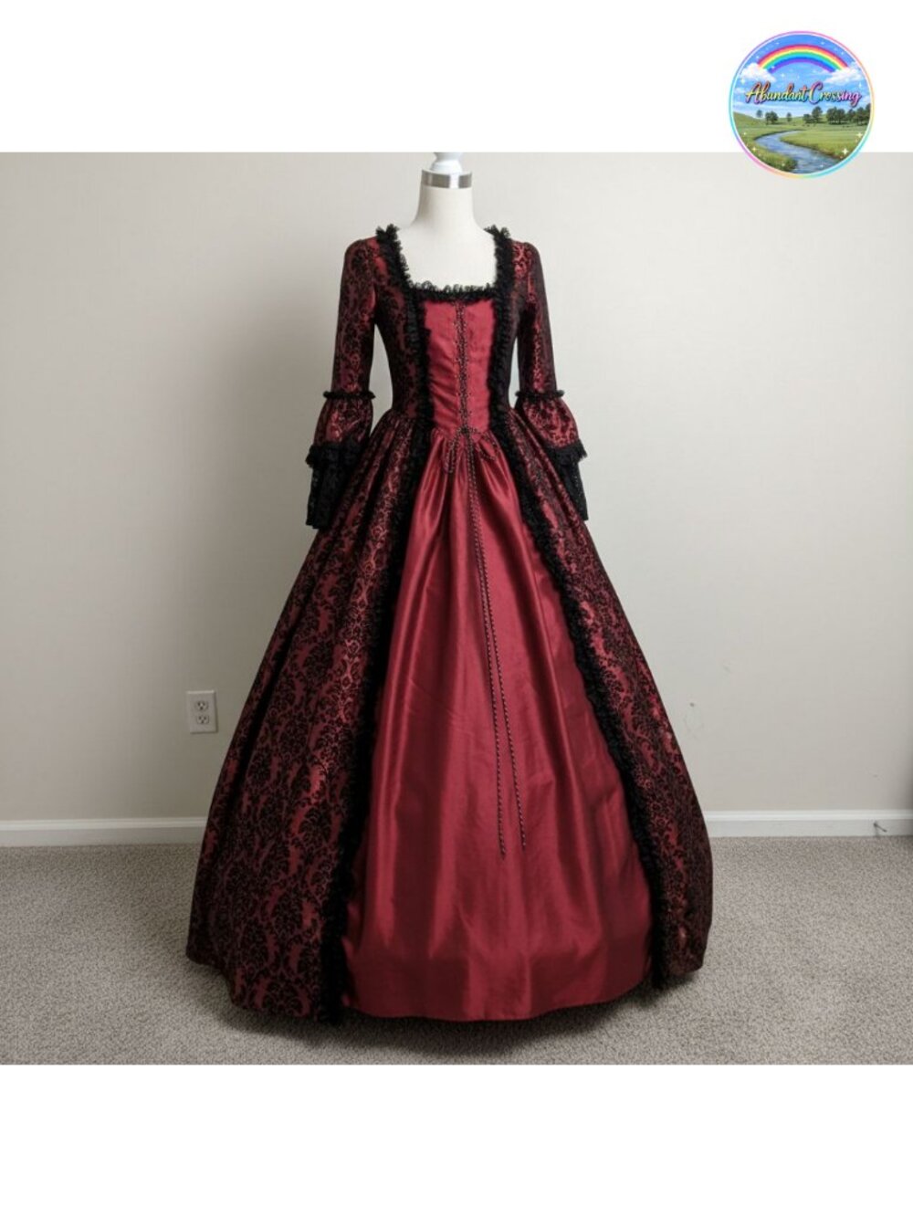 Medieval Queen Costume Victorian Dress Lace Satin Masquerade Ball Gown